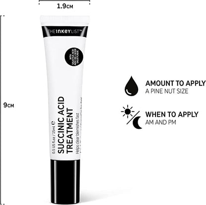 Succinic Acid Blemish Treatment de The INKEY List para eliminar imperfecciones, reducir la inflamación y prevenir la obstrucción de los poros, 15 ml